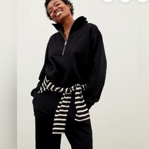 EVERLANE THE TRACK 1/2 Zip Cropped Pullover Organic  U4